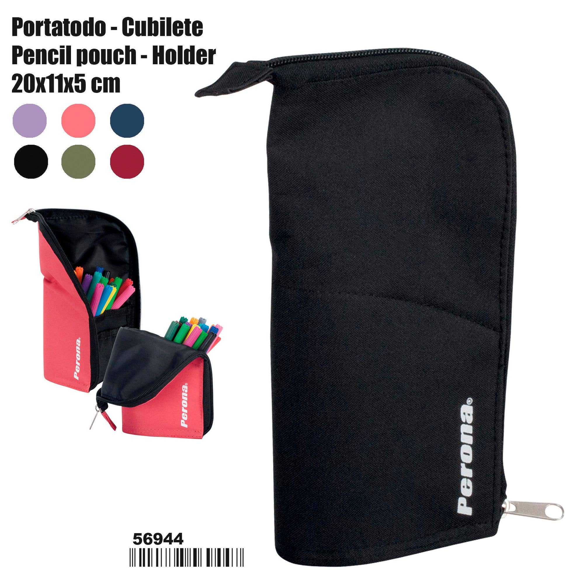 PERONA BAGS - Wholesale Pencil Case/Pouch - Perona 56944 Moldable Black Pencil Case4