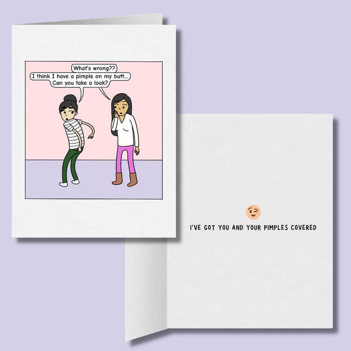 I've Got You and Your Pimples Covered, simpatico e divertente biglietto di auguri lesbico, regalo per anniversario LGBT, biglietto femminile Sapphic WLW, coppia lesbica gay per la vendita all'ingrosso da parte di Sesame But Different