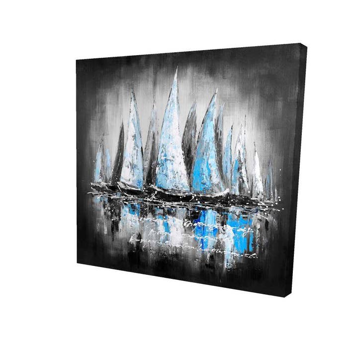 Blue Sailboats Industrial Abstract Canvas - Home Decor Art for wholesale by BEGIN HOME DECOR