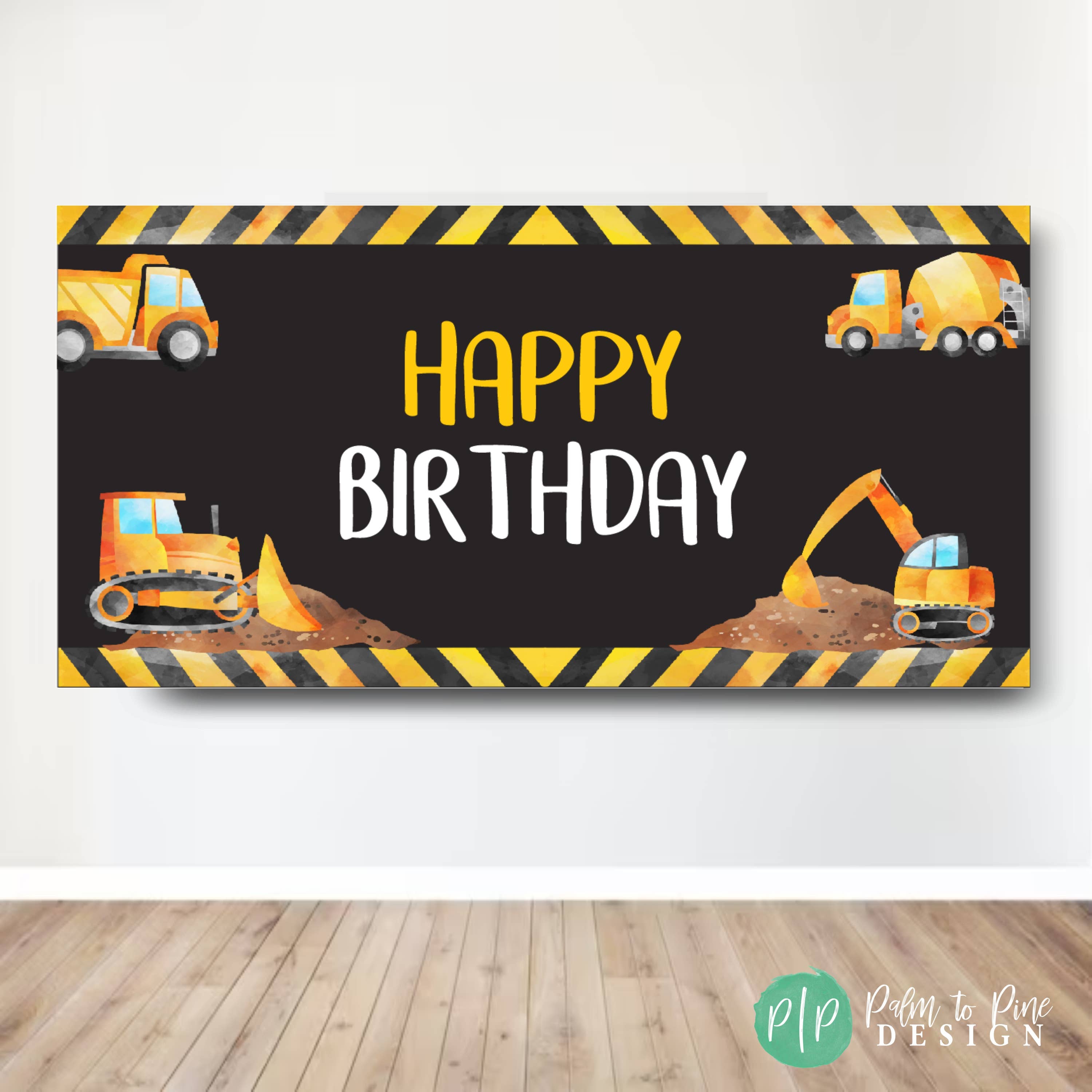 Palm to Pine Design - Wholesale Party Sign/Banner - Construction Birthday Banner for Boys, Printed on Vinyl3