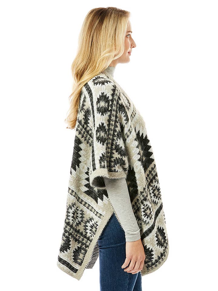 Hana - Wholesale Cardigan – Women’s - Aztec Pattern Ruana2