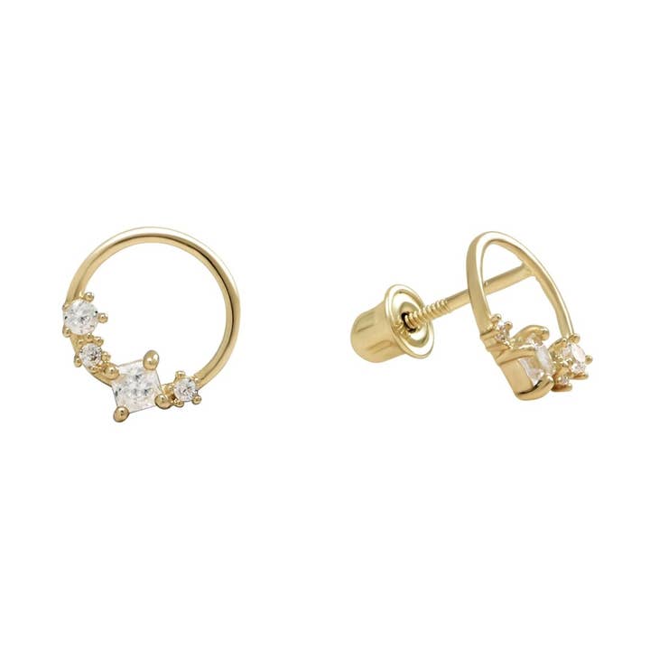 10K Solid Gold CZ Wreath Cutout Studs for wholesale by Ofina Jewelry