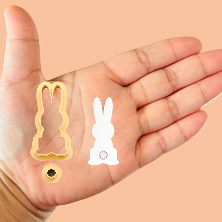 Easter Bunny and Tail Polymer clay cutter for wholesale by Roussell Prints and Demand LLC