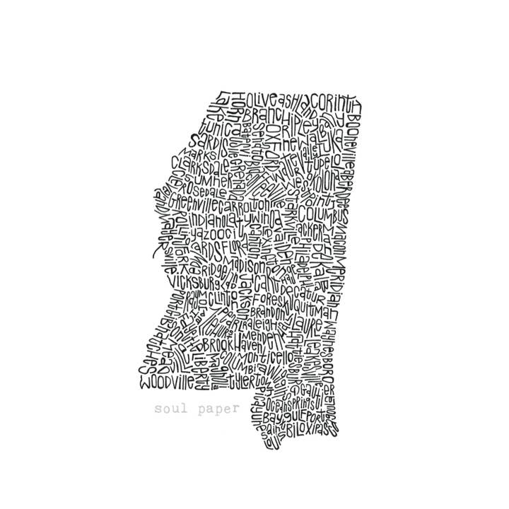 Mappa Mississippi per la vendita all'ingrosso da parte di Soul Paper