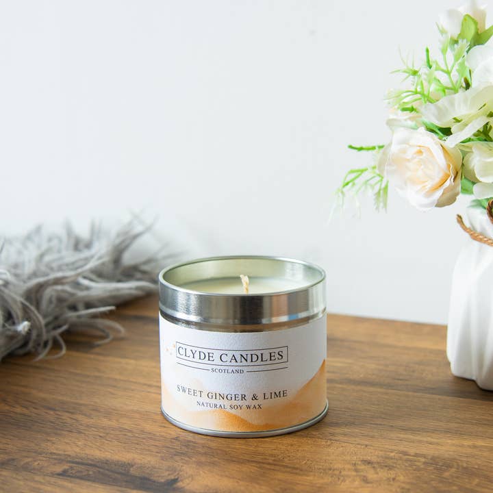 CLYDE CANDLES – wholesale Travel candles – Sweet Ginger & Lime Candle Tin1
