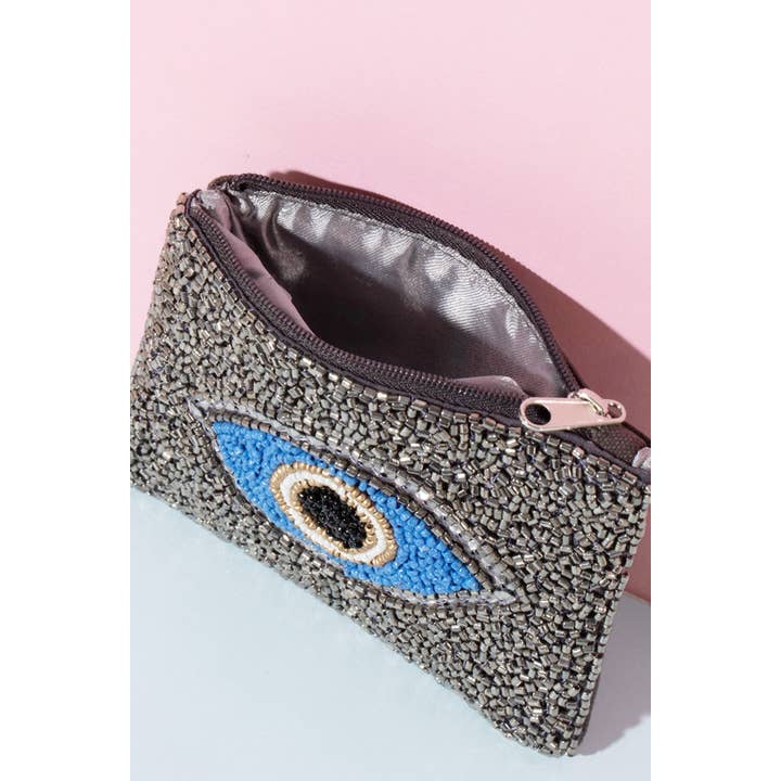 MULTI Black Evil Eye Beaded Coin Purse for wholesale on Faire3