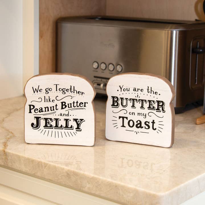 Col House Designs - Wholesale Sign - Butter On My Toast Block Sitter, 2 Assorted1
