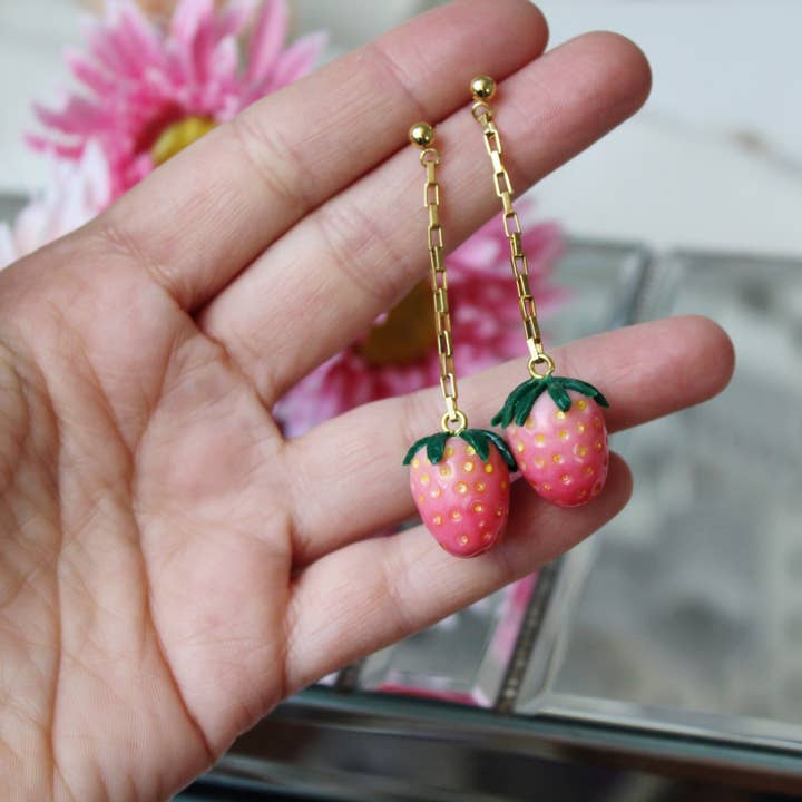 Studio Niani - Wholesale Dangle Earrings - Strawberry Earrings, Dangle Earrings, Valentine's Day Gift