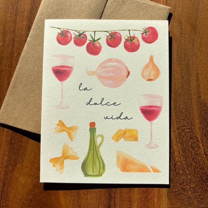 Romantic Italian Dinner Card — La Dolce Vida for wholesale by Hello Friend Paper Co.