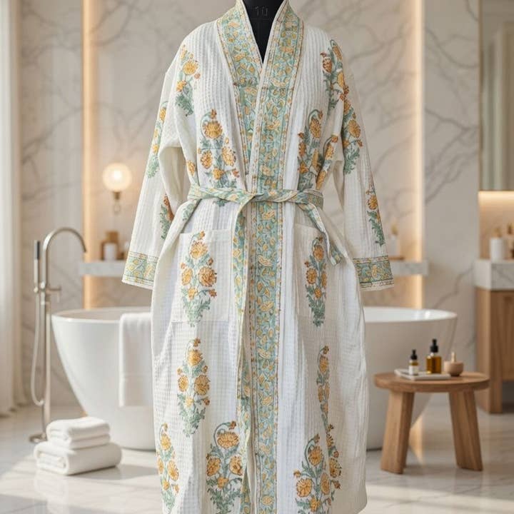 Bluebell & Saffron - Waffle Cotton Women Robe for wholesale by House of Alaan