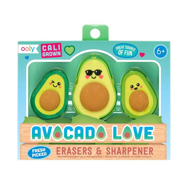 Avocado Love: Puzzle Erasers & Sharpener (3 PC Set) for wholesale by OOLY