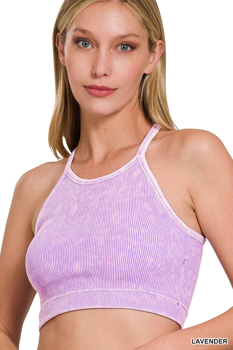 42POPS - Wholesale Tank Top - Women's - `.Washed Seamless Halter Crop Tank24