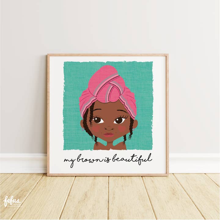 Amiyah - My Brown Is Wrap Girl Wall Art | Fefus Designs for wholesale by Fefus Designs
