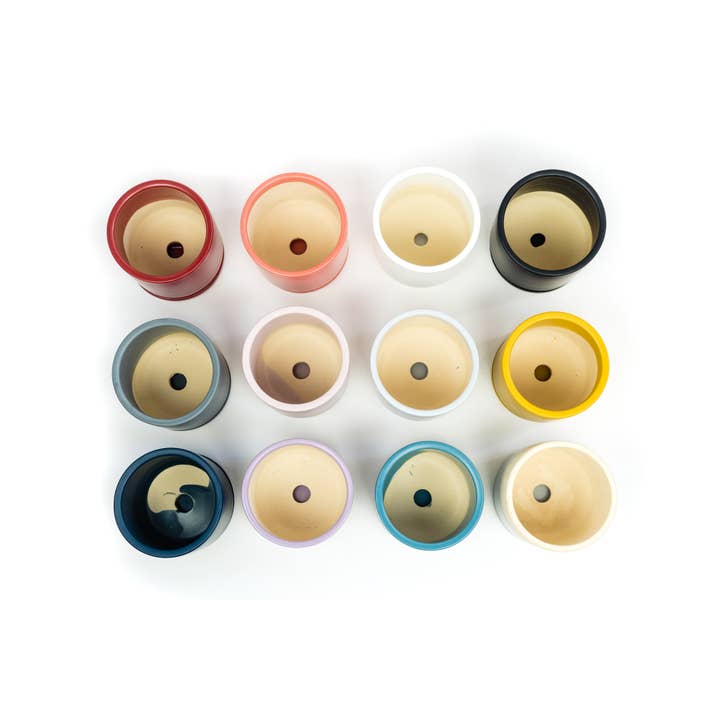 Momma Pots - Wholesale Plant Pot - 4.5" Gemstone Cylinder Pots with Water Saucers