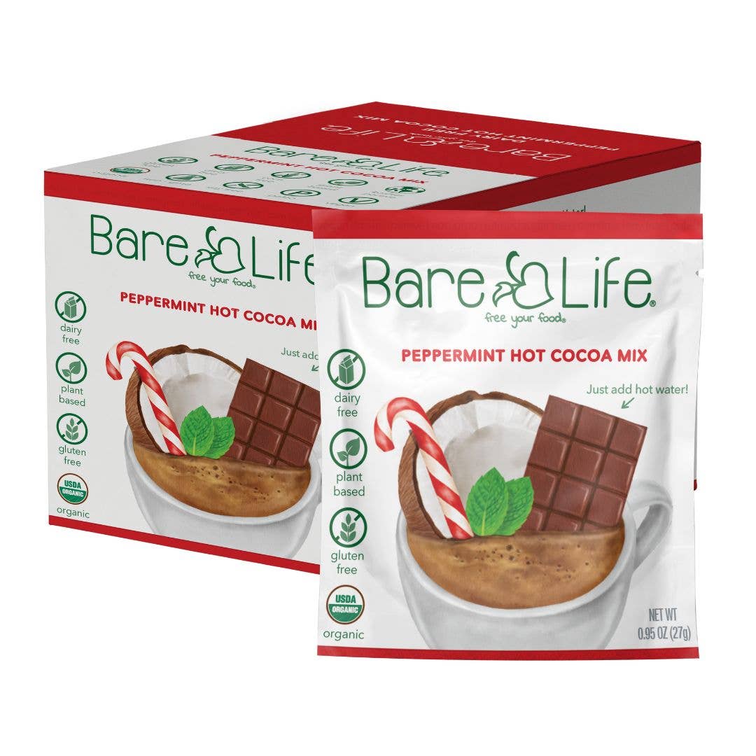 Bare Life - Wholesale Hot Cocoa Mix/Kit - Dairy Free & Vegan Peppermint Hot Cocoa Mix 0.95 Oz (20 Ct.)1