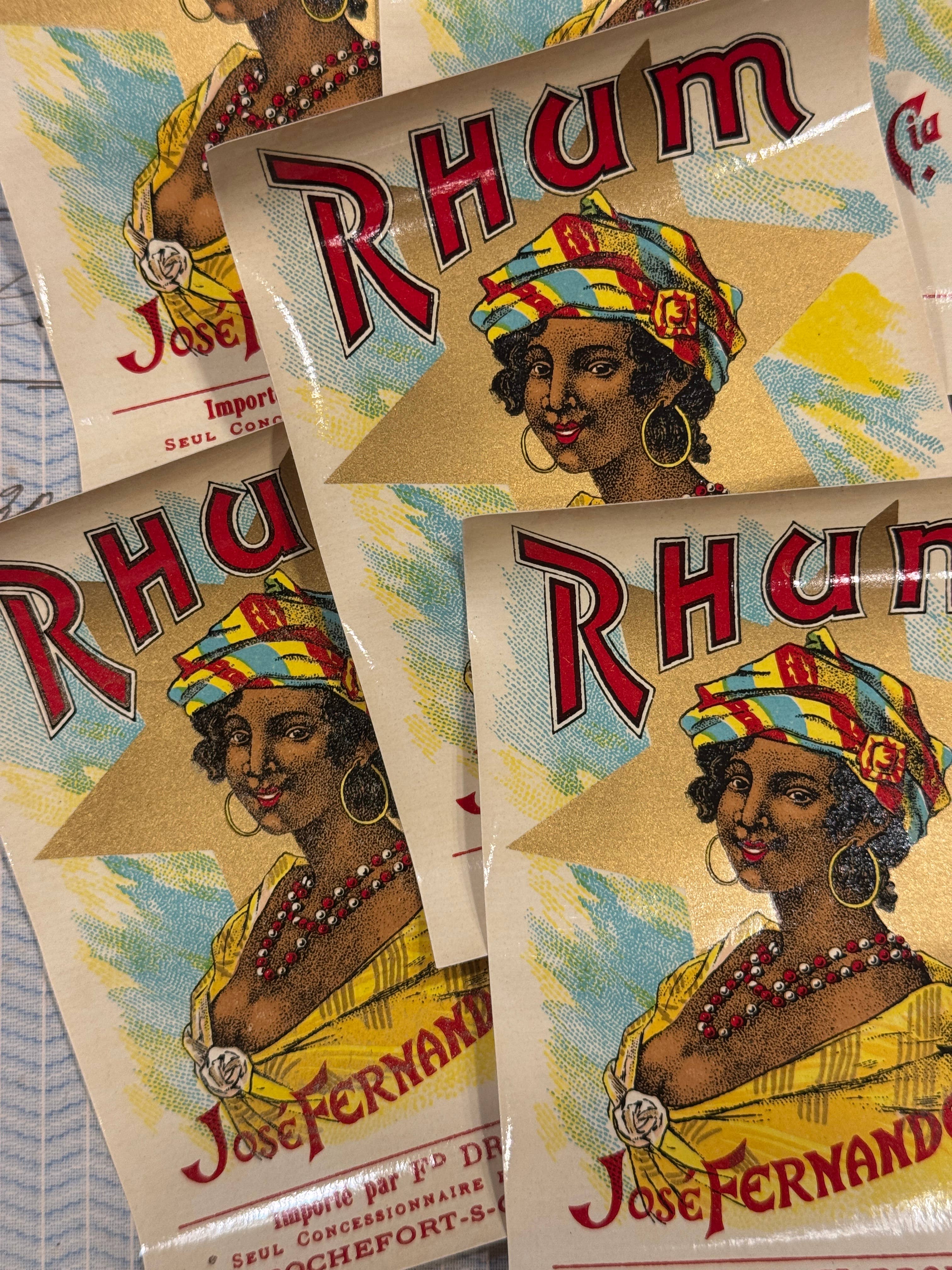 Monahan Papers – wholesale Craft supplies – RARE Antique French RHUM Labels - Set/51