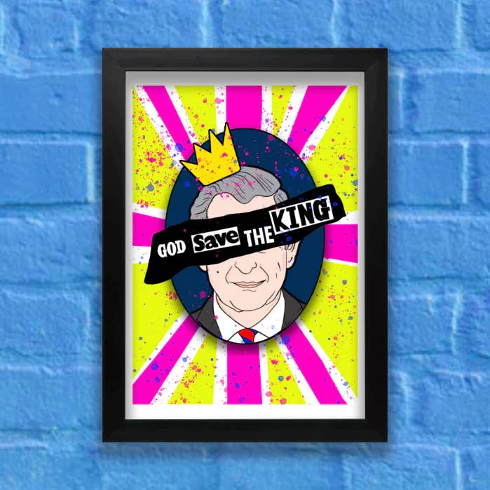 God Save The King Charles Punk Inspired A4 Art Print for wholesale by Bite Your Granny
