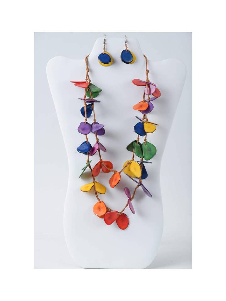 Nola Petal Langes Tagua-Halskettenset für den Großhandel von TaguArtsy