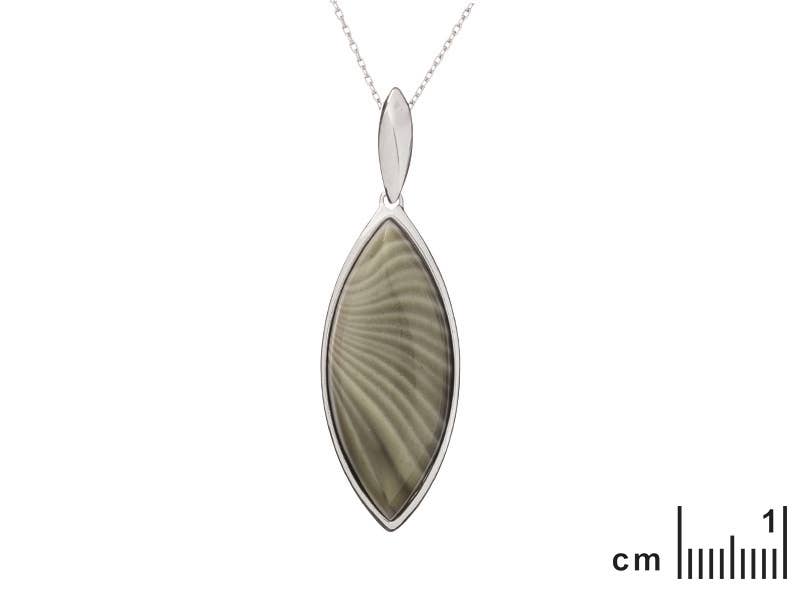 multicolor Colgante de sílex a rayas multicolores naturales, plata de ley de venta al por mayor en Faire1