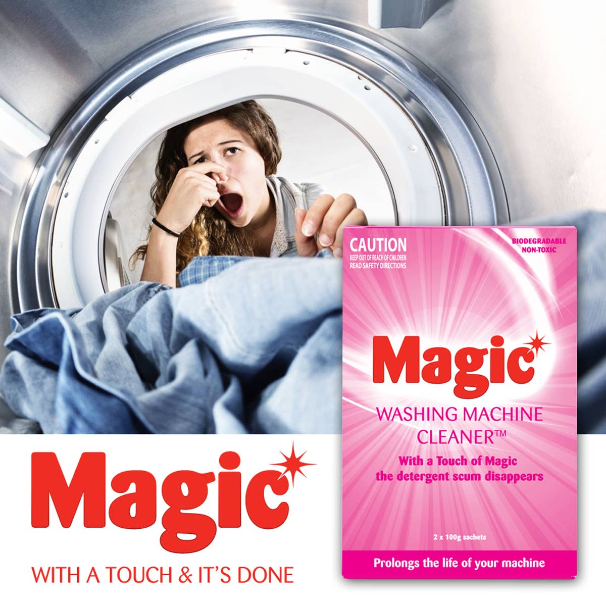 Rubbedin Cleaning - Wholesale Laundry detergent powder/pods - Magic Anti-Bacterial Washing Machine Cleaner™ 2 Sachet Box4