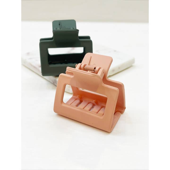 MIX COLOR Medium Matt Cut Out Rectangle Hair Claw for wholesale on Faire