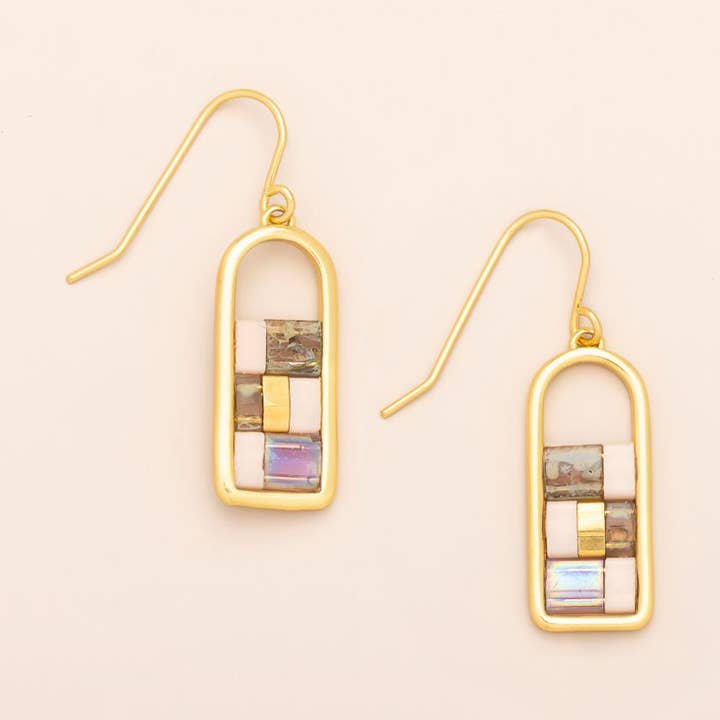 Good Karma Miyuki Frame Earring - Blush/Topaz/Gold for wholesale by Scout Curated Wears