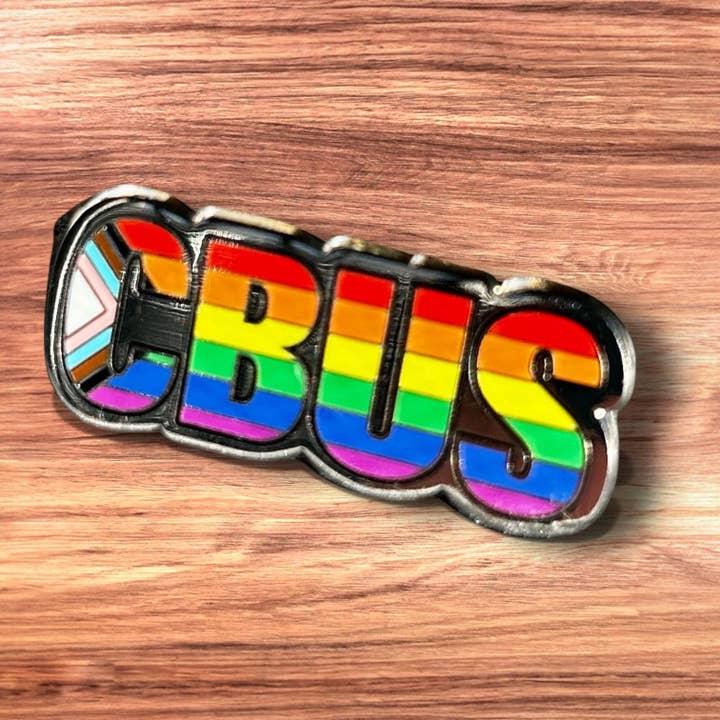 Columbus CBUS Progress Gay Pride Enamel Pin Badge LGBTQ+ for wholesale by The Purposeful Co
