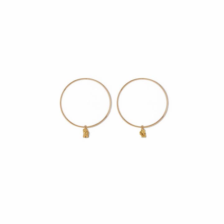 Fairtrade Gold Hoops with Gold Nugget - Small for wholesale by Makal