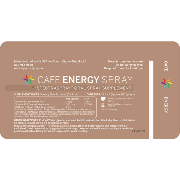 SpectraSpray Global - Wholesale Oral Supplement/Vitamin - Mocha Energy Oral Spray Supplement5