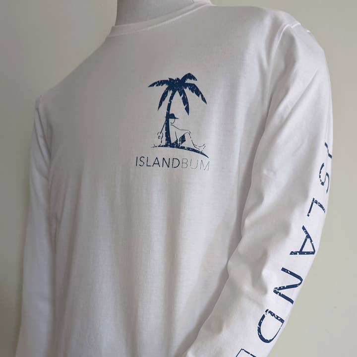 Signature Island Bum T-shirt met lange mouwen - Wit voor wholesale door Island Bum
