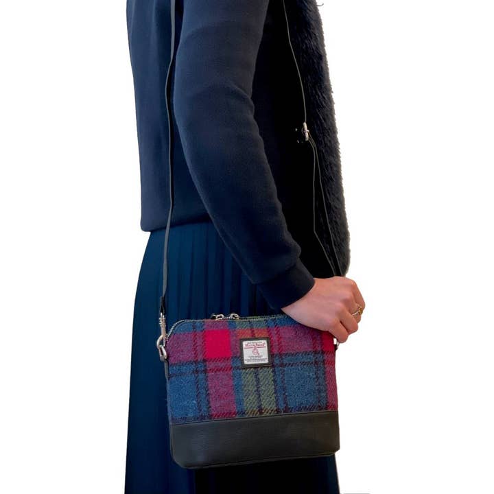 maccessori - Wholesale Shoulder Bag - Women's - Harris Tweed Square Shoulder Bag Blue/Pink Check