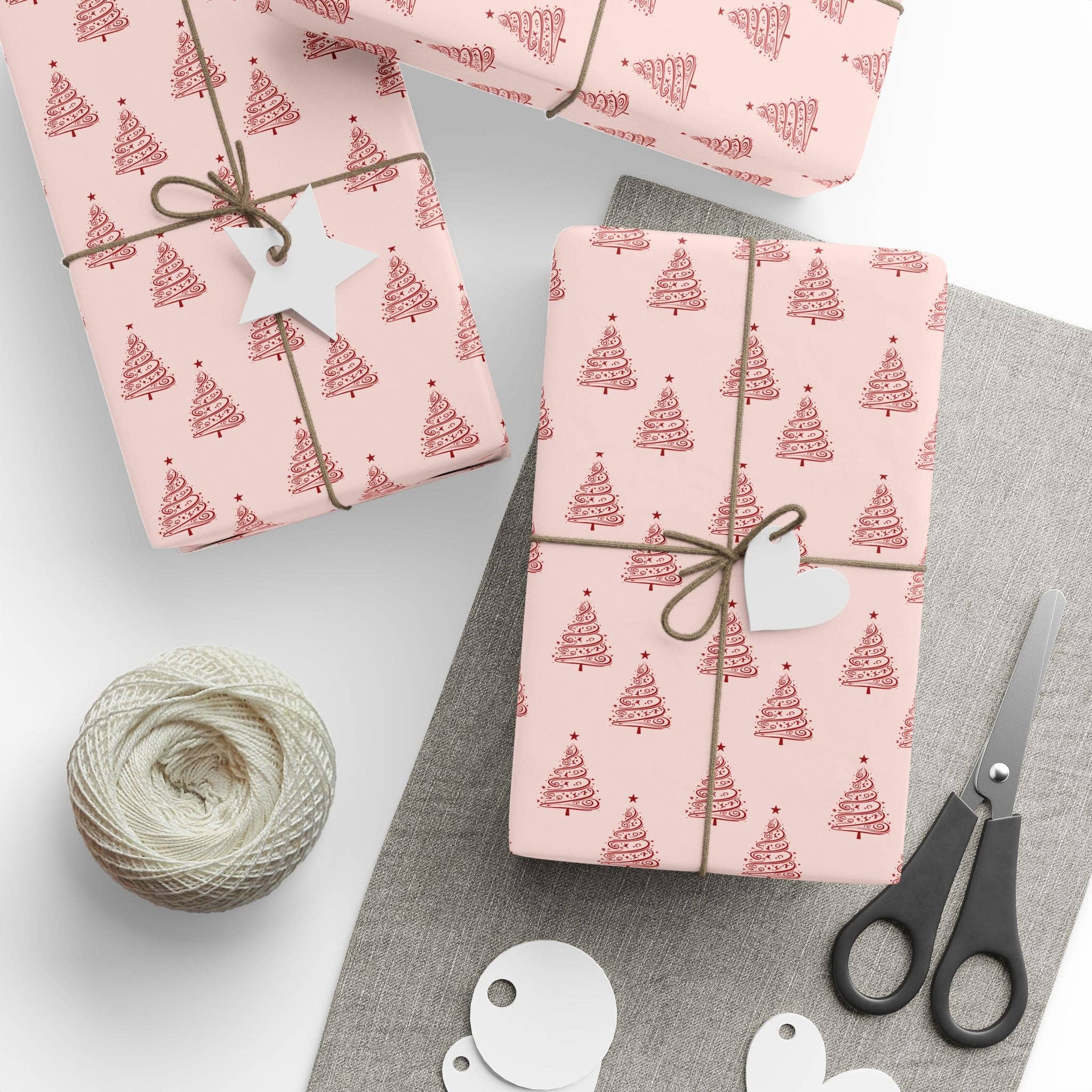 Lokipawz - Wholesale Flat Wrap - Pink Christmas Tree Wrapping Paper6