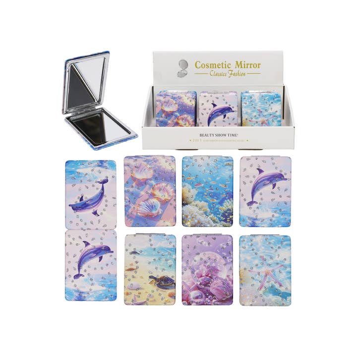 ASSORTED Marine Life Glitter Rectangular Compact Mirror for wholesale on Faire