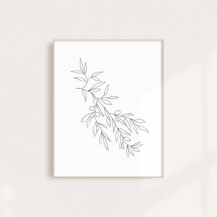 Olive Branch Line Drawing Art Print for wholesale by Binge Studio