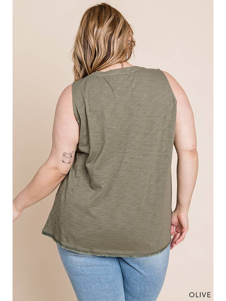 Cotton Bleu - Wholesale Tank Top - Women's - 63641_CURVY - Women's Washed Cotton Slub Tank Top4
