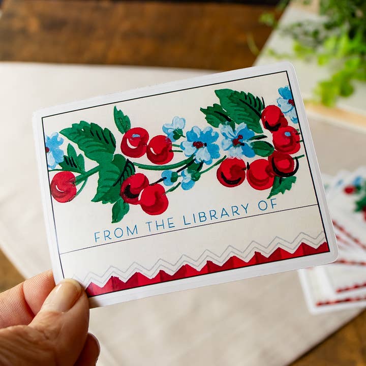 Vintage Cherries Bookplate Stickers for wholesale by Sunshine and Ravioli