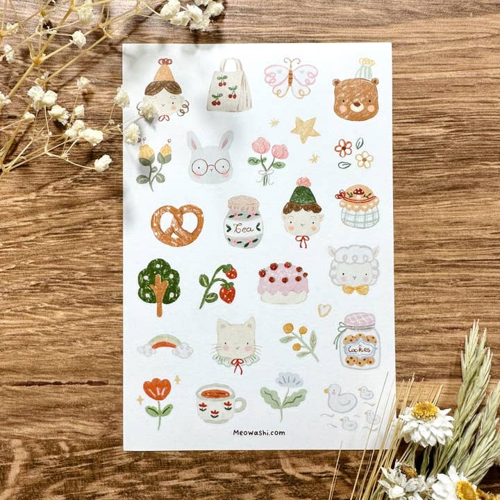 Meowashi Studio - Wholesale Sticker - Cute Doodles Washi Sticker Sheet1