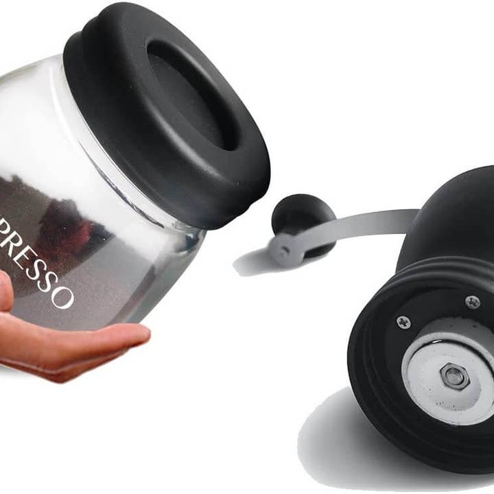 Mixpresso - Wholesale Coffee Grinder - Mixpresso Manual Coffee Grinder Set With Conical Ceramic Burr Two Glass Jars And Soft Brush, Manual Coffee Bean Grinder & Spice Grinder7