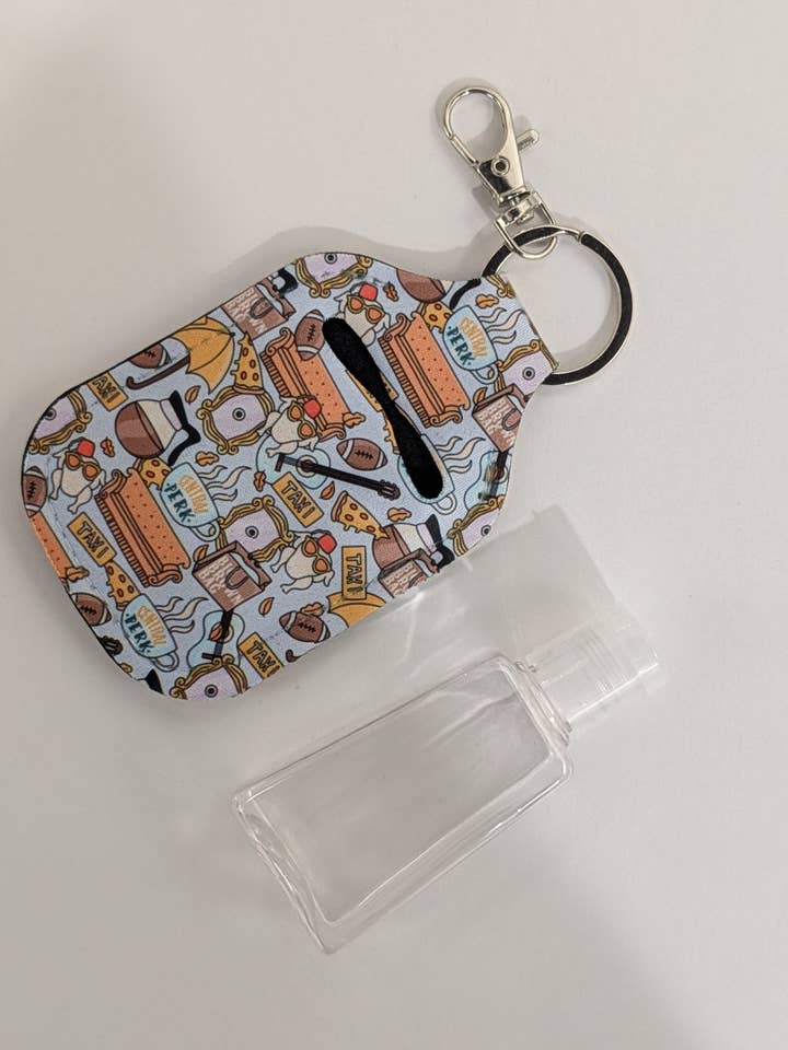 Friends Inspired Hand Sanitizer Keychain Holder for wholesale by Sweet Bean Candle Collective