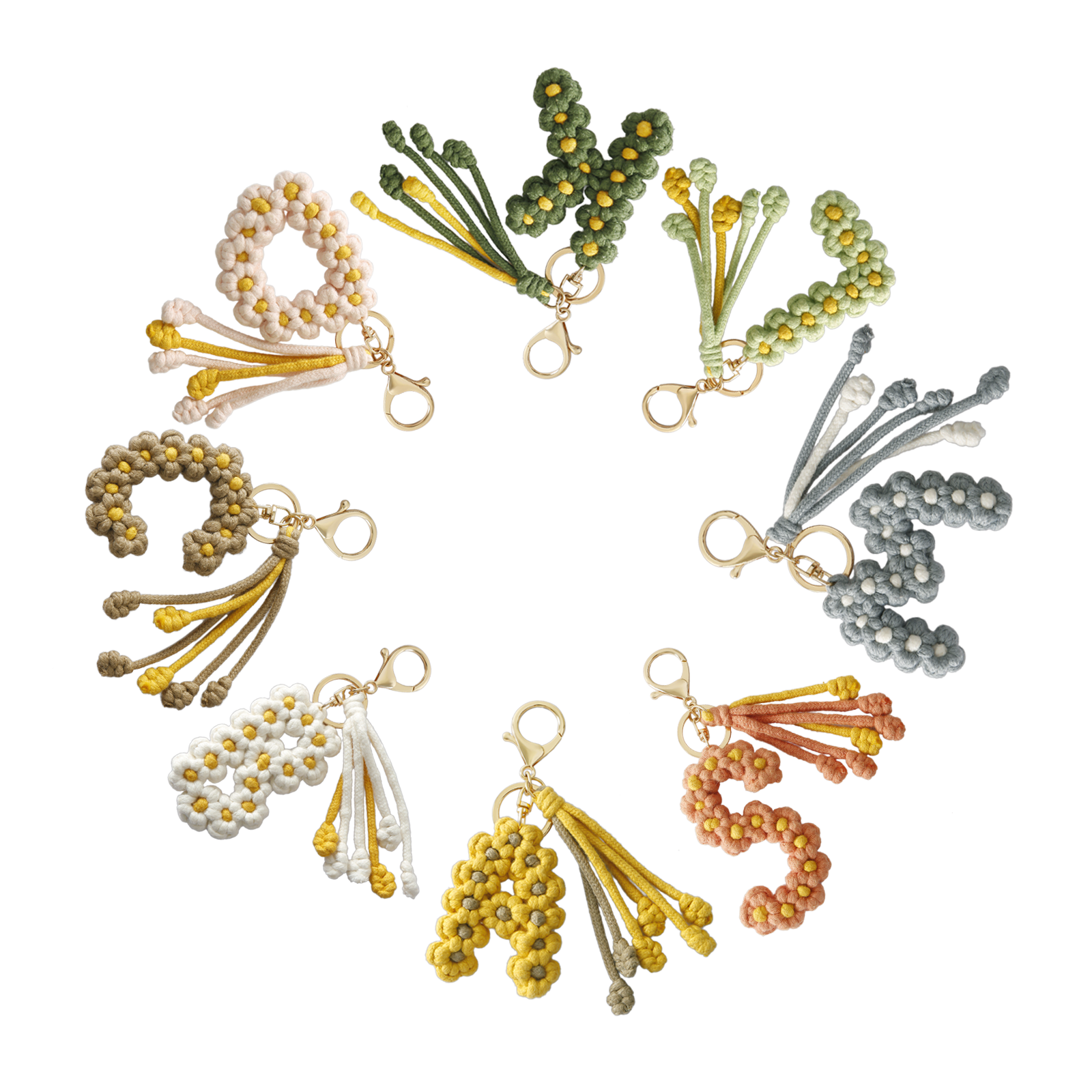 Sparkle Being - Vente Porte-clés – femme - Porte-clés en macramé avec lettre initiale de l'alphabet6