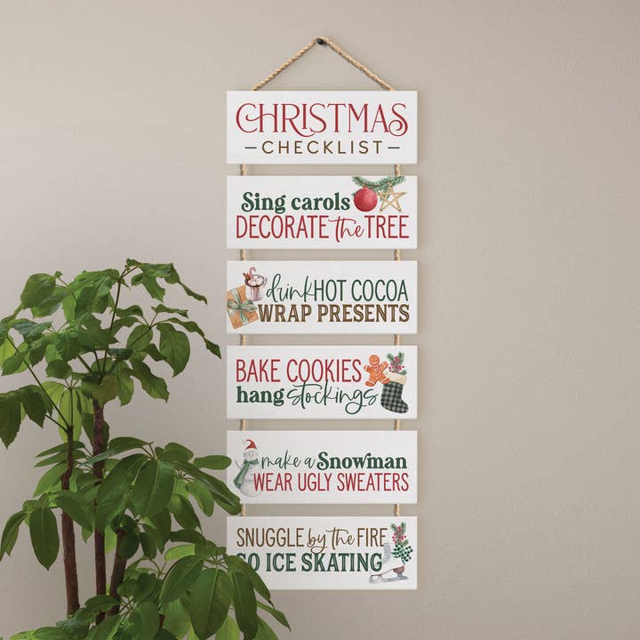 Christmas Checklist Stacked Hanging Sign for wholesale by P. Graham Dunn