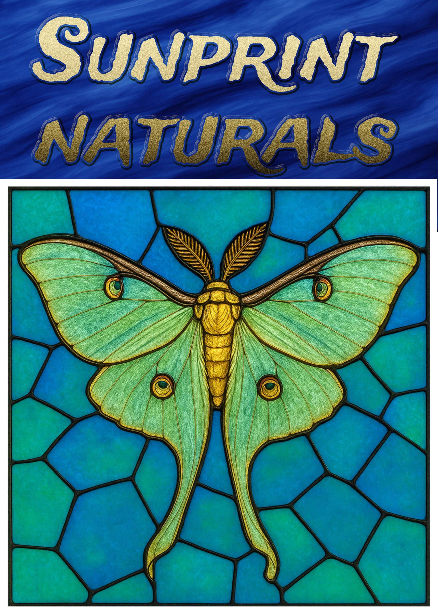 Cosmic Artware - Wholesale Suncatcher - Luna Moth, Stained Glass Vinyl Window Cling 5x52