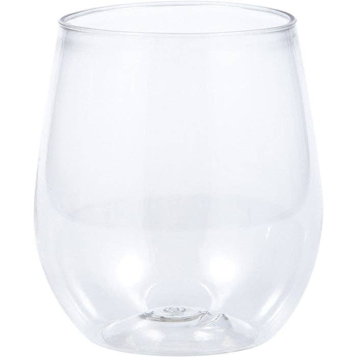 Bulk Party Decor - Wholesale Wine Glass - Clear 14 oz Plastic Stemless Wine Glasses, 4/Pkg