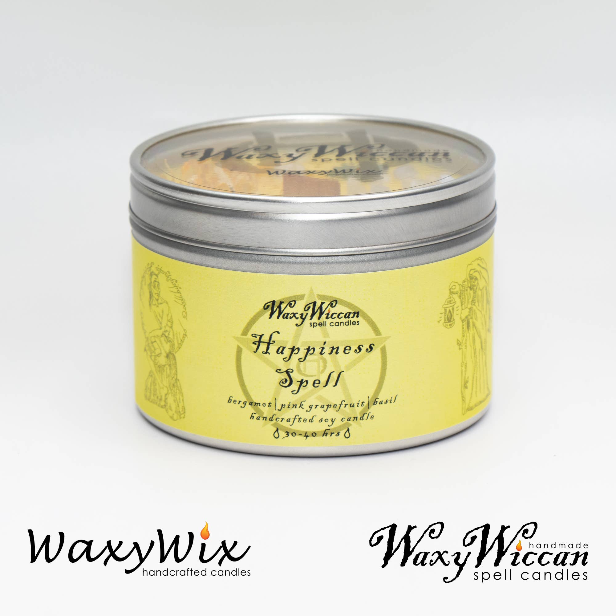The Wicklow Witch Ltd – wholesale Travel candles – Wiccan Happiness Spell Candle With Crystals3