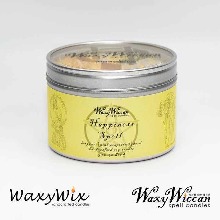 The Wicklow Witch Ltd – wholesale Travel candles – Wiccan Happiness Spell Candle With Crystals3