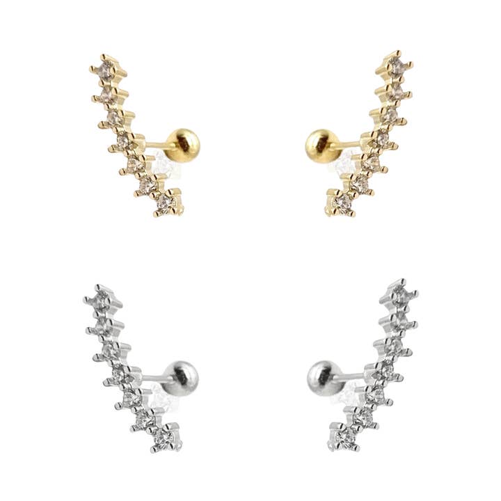 Brincos de Parafuso com Diamante CZ em Curva por atacado de KIKICHIC