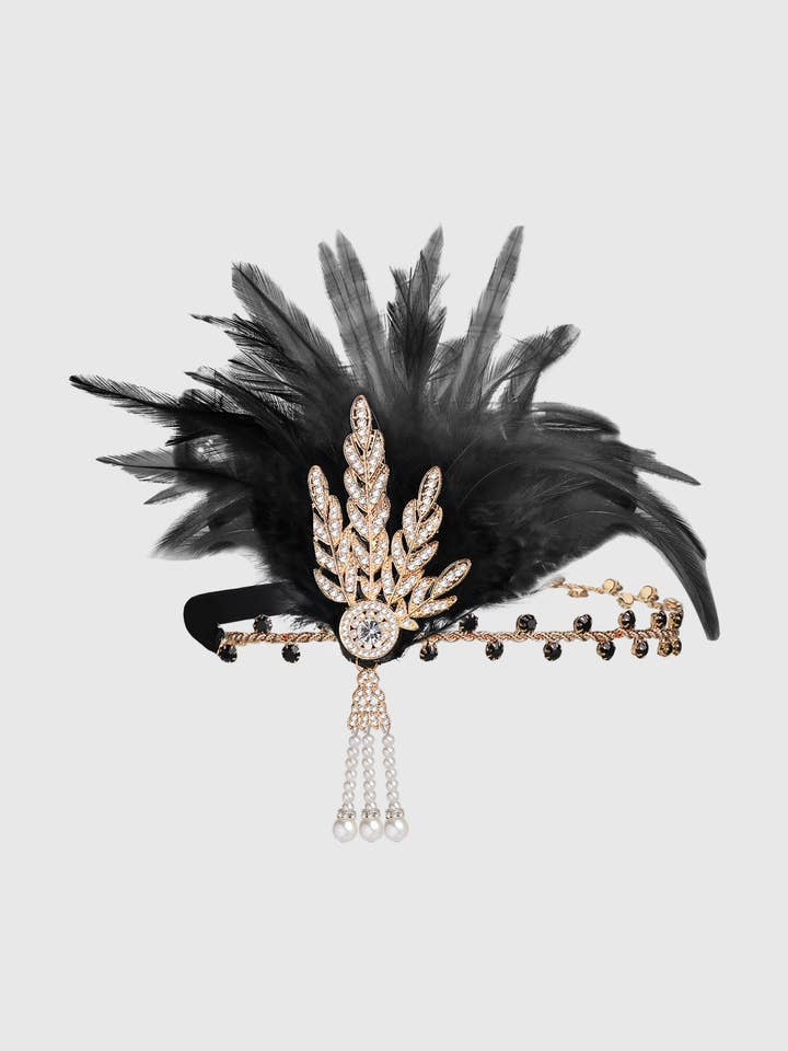 Retro Feather Gatsby Headband for wholesale by BABEYOND