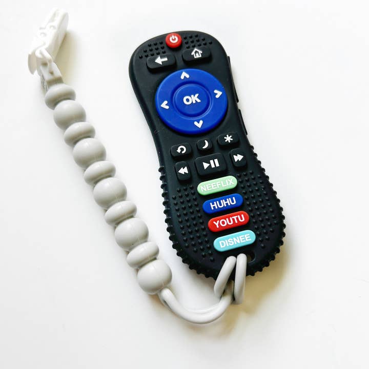 Gummy Chic - Wholesale Teether (Not Clip-On) - Baby - Silicone Teether- Remote Control with a Clip- Grey