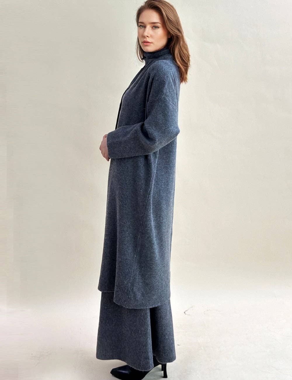 Sweetkama - Vendita all'ingrosso Completo top e gonna - Donna - Set maglione in maglia da donna in tinta unita 3 pezzi 0779