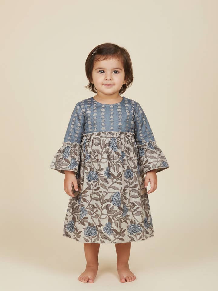 Floral Print Bell-Sleeves Dress for wholesale by Yo Baby